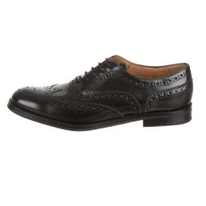 CHURCH'S Black Leather Brogue Oxfords US 8/ IT 38.5